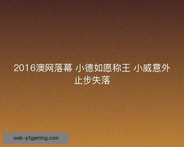 2016澳网落幕 小德如愿称王 小威意外止步失落