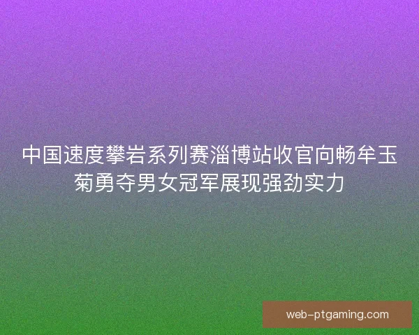 中国速度攀岩系列赛淄博站收官向畅牟玉菊勇夺男女冠军展现强劲实力